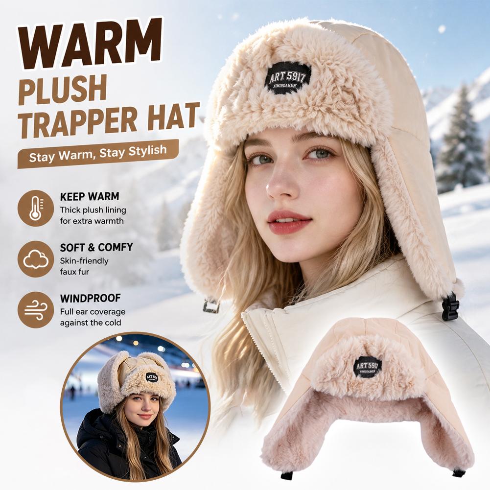 Winter Trapper Hat - Kış avcı şapkası kalın peluş astar