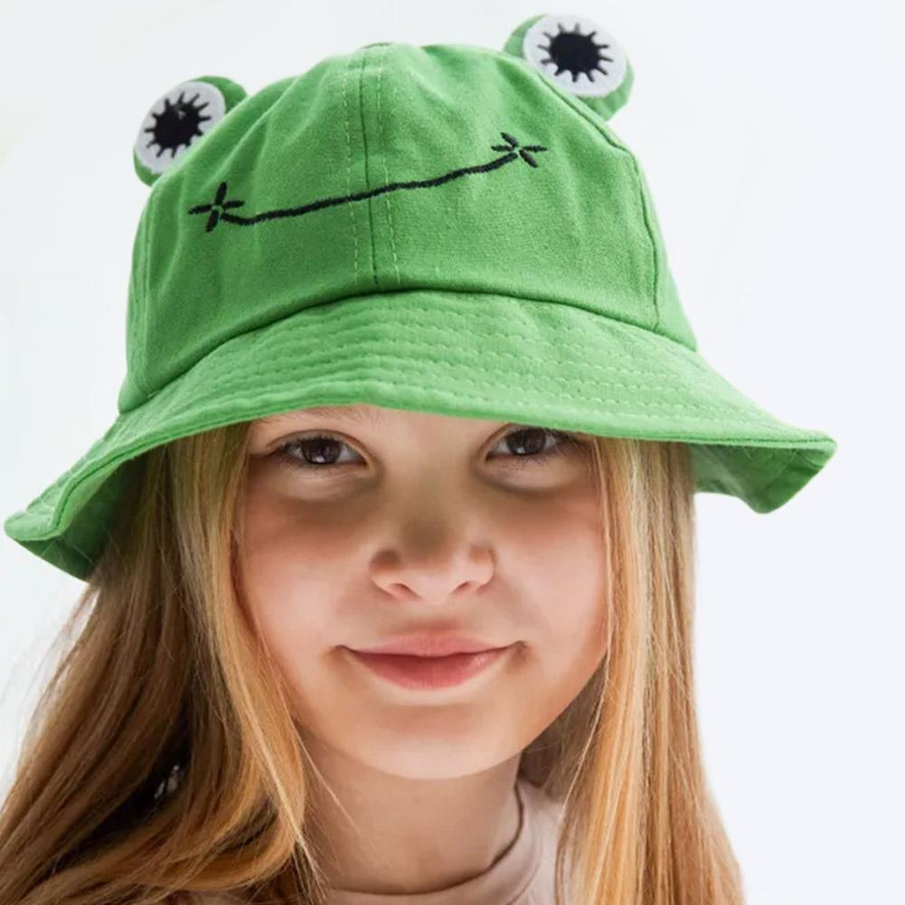 Bucket Hat Cotton - Sevimli Kurbağa Kova Şapkaları Kadın Kova