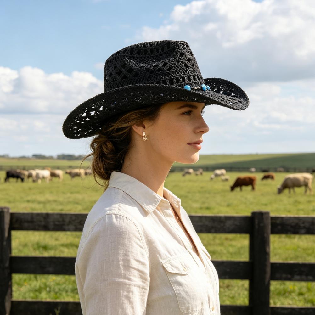 Cowboy Hat Straw - Geniş Kenarlı Kovboy Şapkası Rahat Bahçe