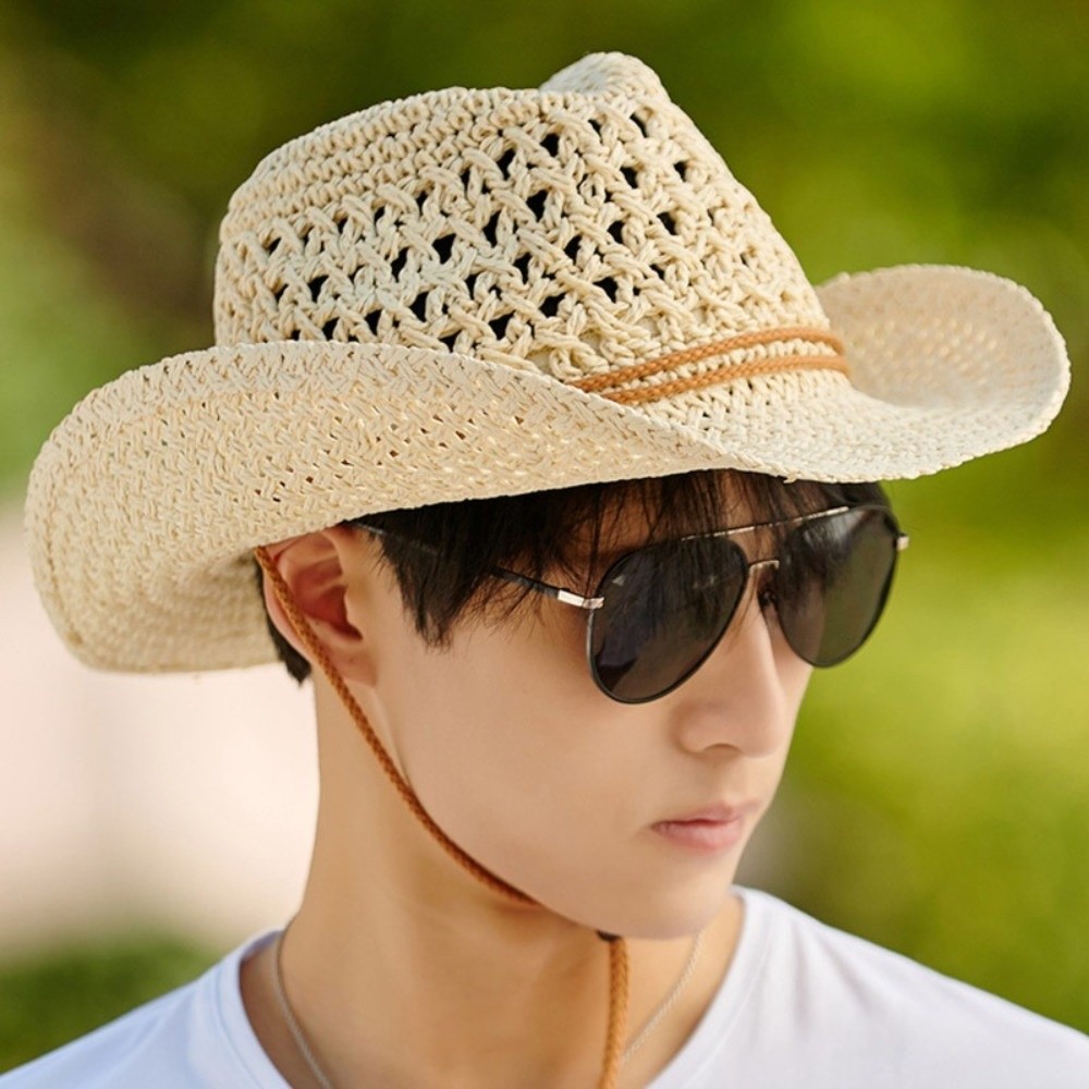 Retro geniş kenarlı güneş koru - Cowboy Hat Straw incelemesi ve fiyatı